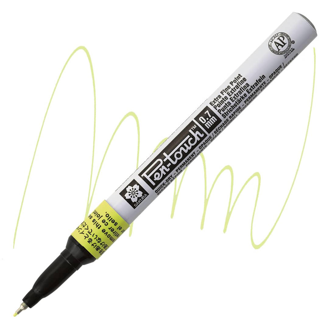 Open in modal - Sakura Pen-Touch Paint Marker - Extra Fine Tip, Fluorescent Yellow marker and swatch