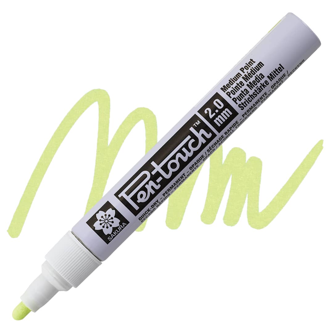 Open in modal - Sakura Pen-Touch Paint Marker - Medium Tip, Fluorescent Yellow marker and swatch