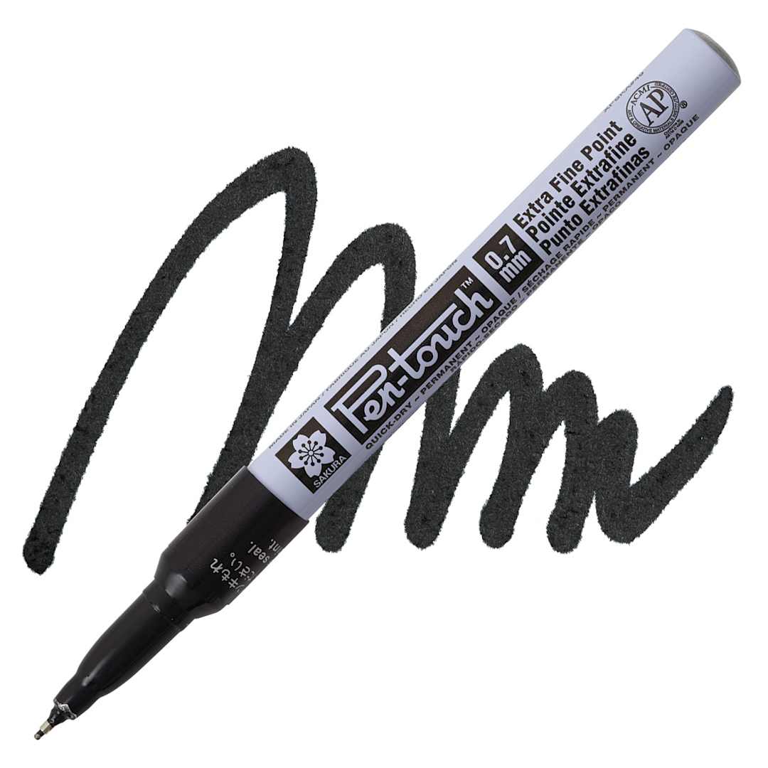 Open in modal - Sakura Pen-Touch Paint Marker -  Extra Fine Tip, Black marker and swatch