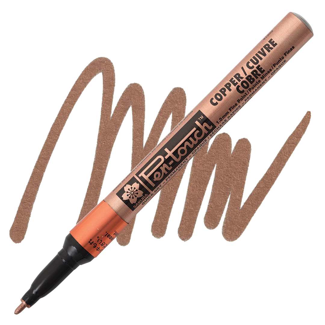 Open in modal - Sakura Pen-Touch Paint Marker -  Fine Tip, Copper marker and swatch
