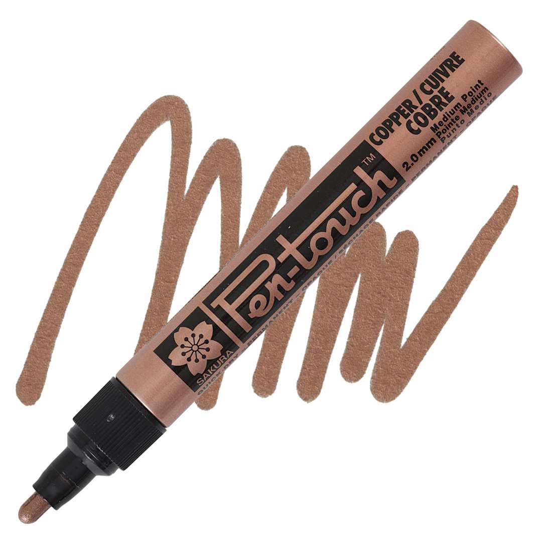 Open in modal - Sakura Pen-Touch Paint Marker -  Medium Tip, Copper marker and swatch