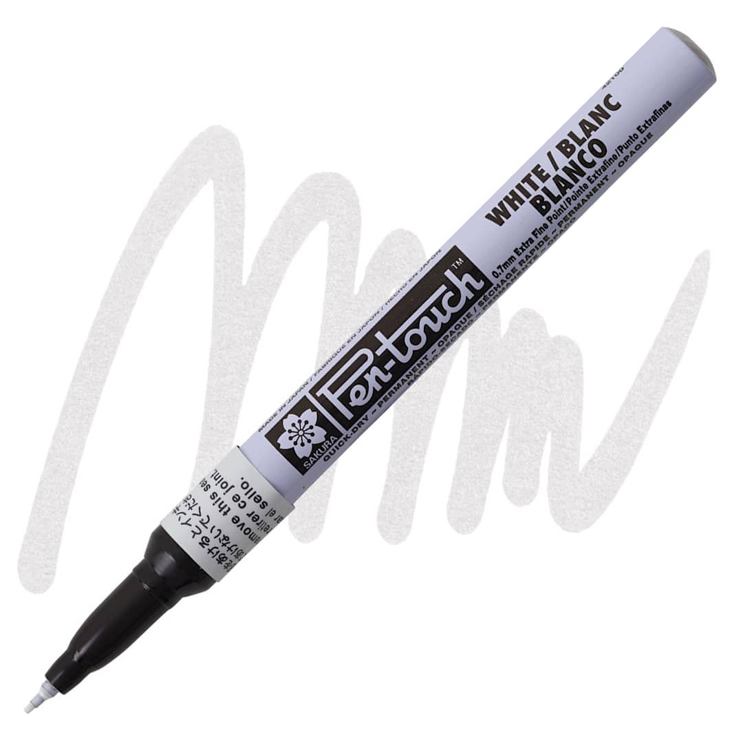 Open in modal - Sakura Pen-Touch Paint Marker - Extra Fine Tip, White marker and swatch