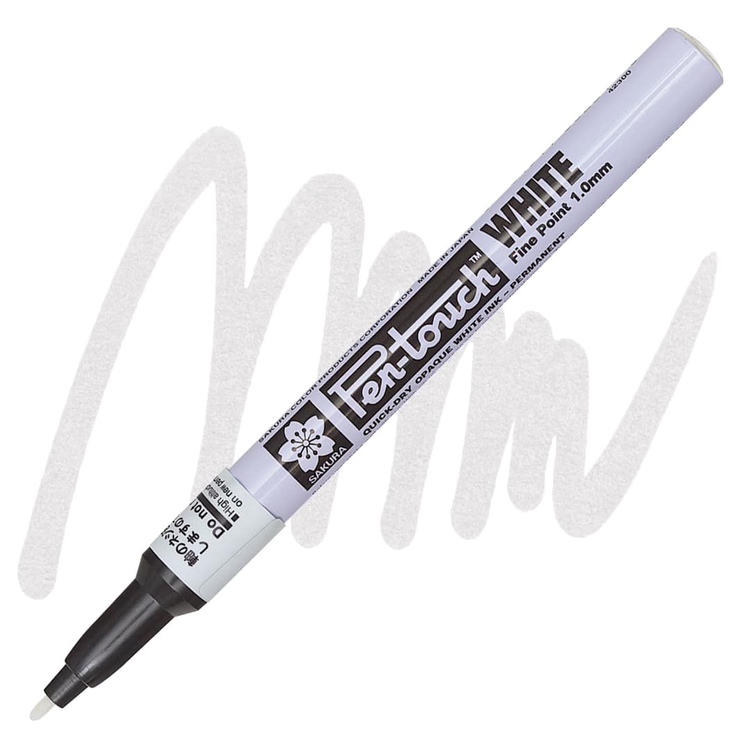 Open in modal - Sakura Pen-Touch Paint Marker - Fine Tip , White marker and swatch