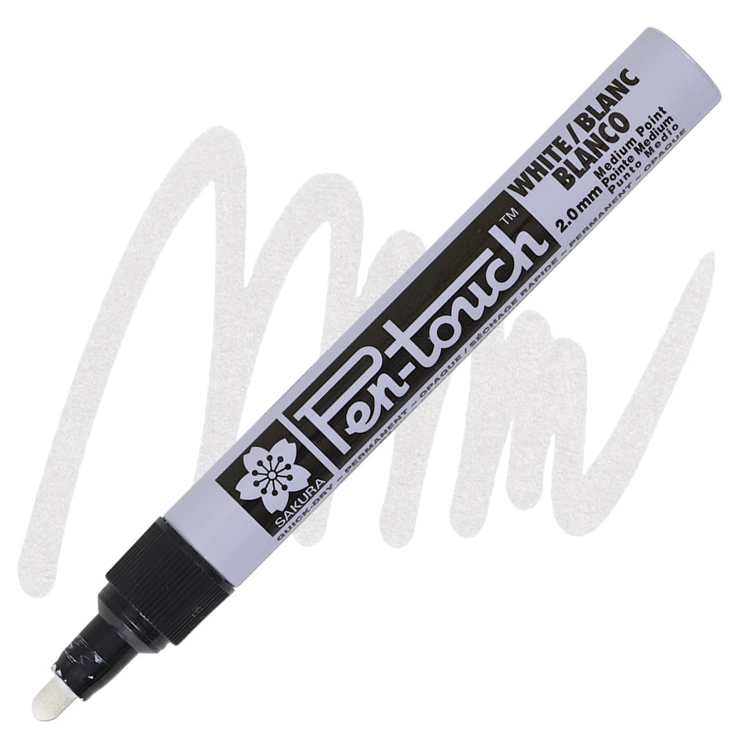 Open in modal - Sakura Pen-Touch Paint Marker - Medium Tip, White marker and swatch