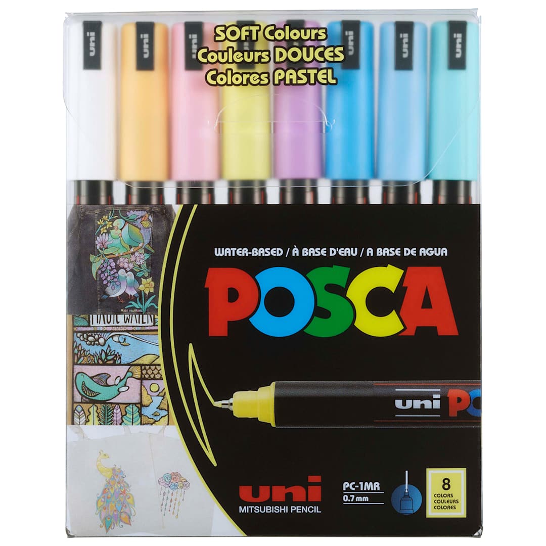 Open in modal - POSCA Paint Marker Set 8-Color PC-1MR Extra-Fine Soft Colours Set