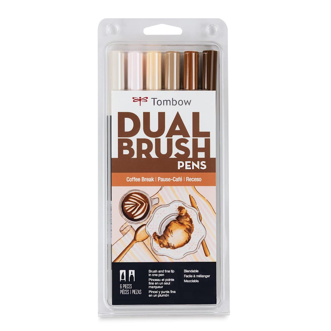 Open in modal - Tombow Dual Brush Pens - Coffee Break, Set of 6, front of packaging