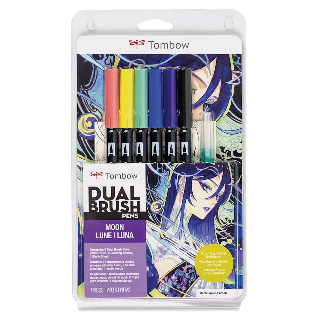 Open in modal - Tombow Dual Brush Manga Illustration Pens - Moon, Kit of 10, front of the packaging
