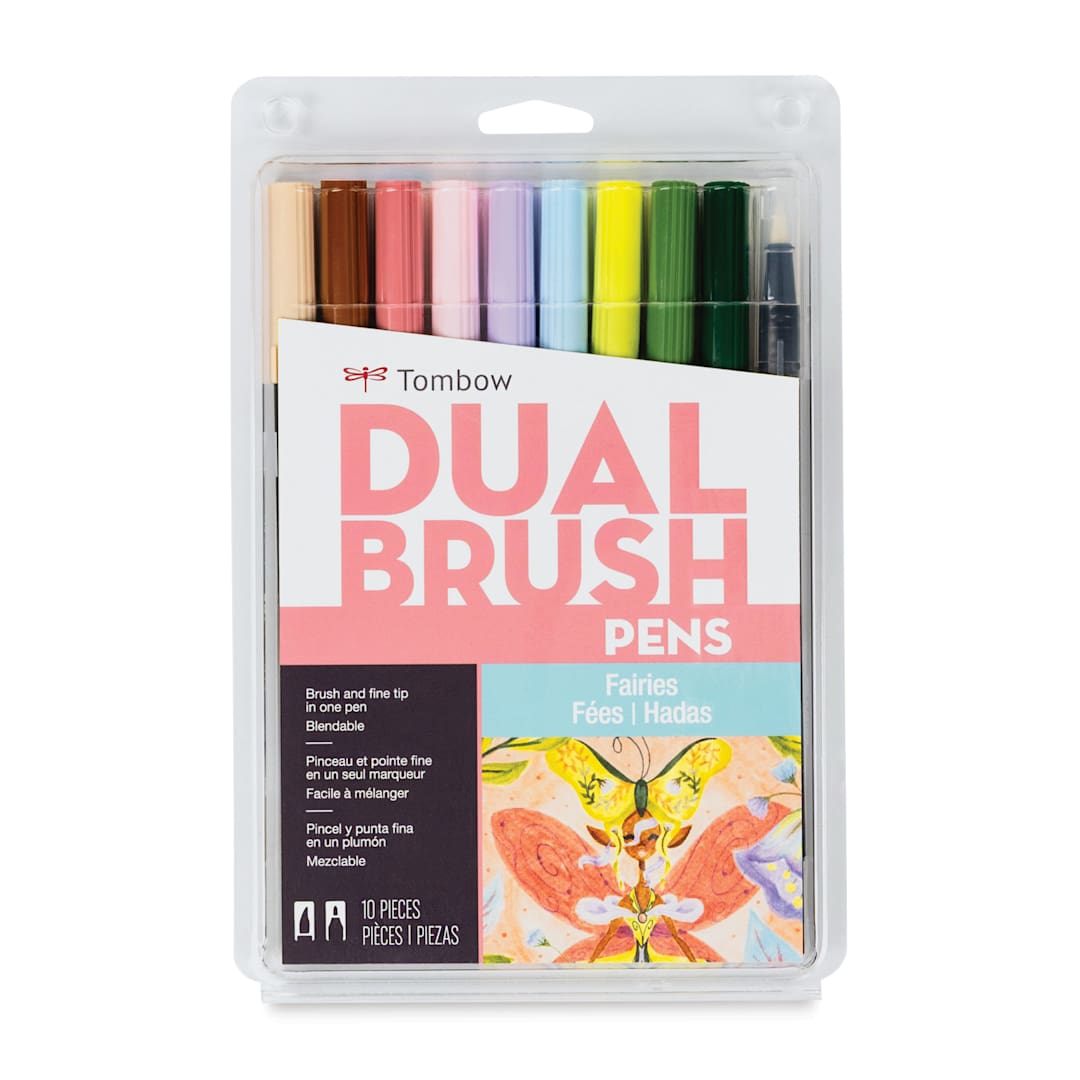 Open in modal - Tombow Dual Brush Pens - Fairies, Set of 10, front of packaging