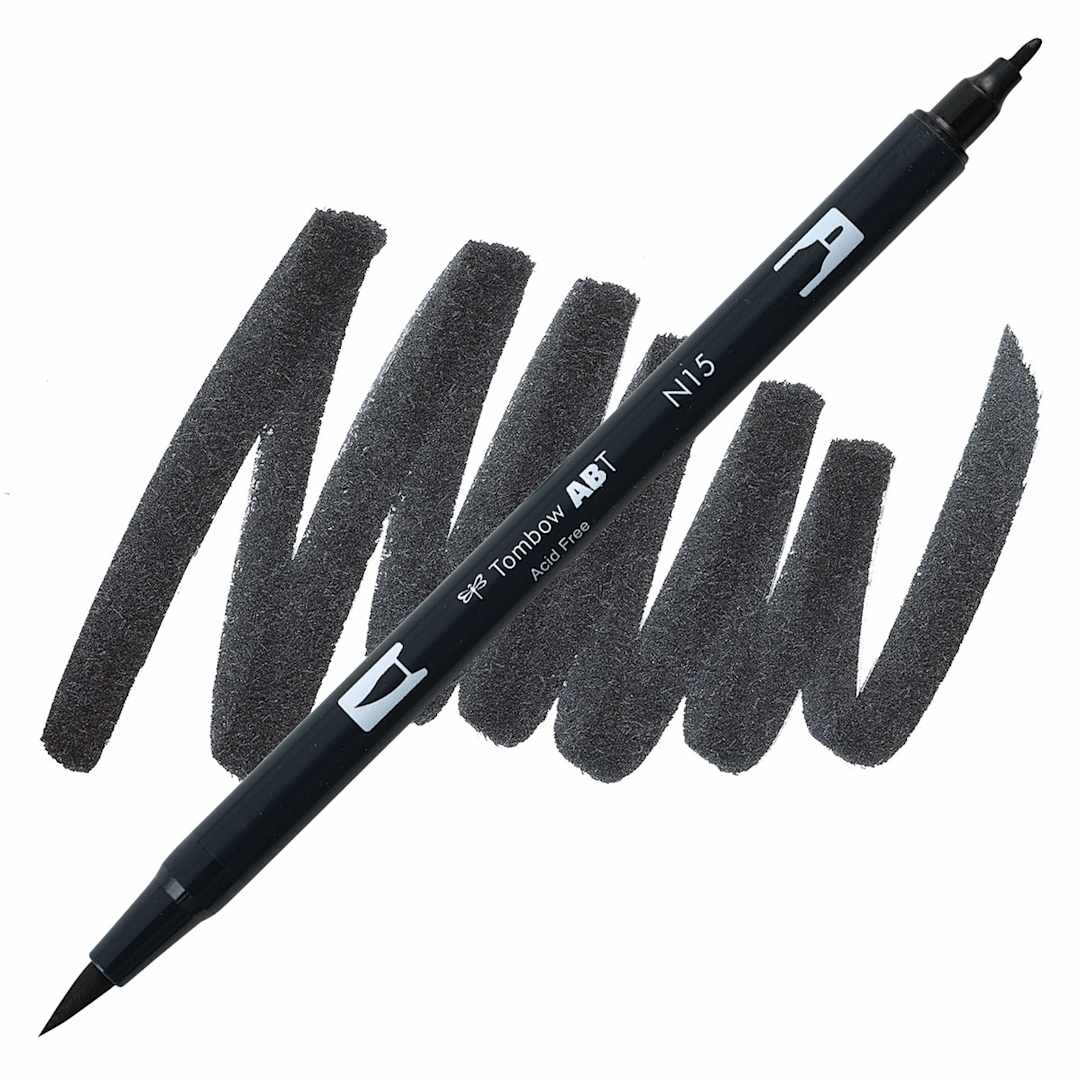 Open in modal - Tombow Dual Brush Pen - Black pen and swatch
