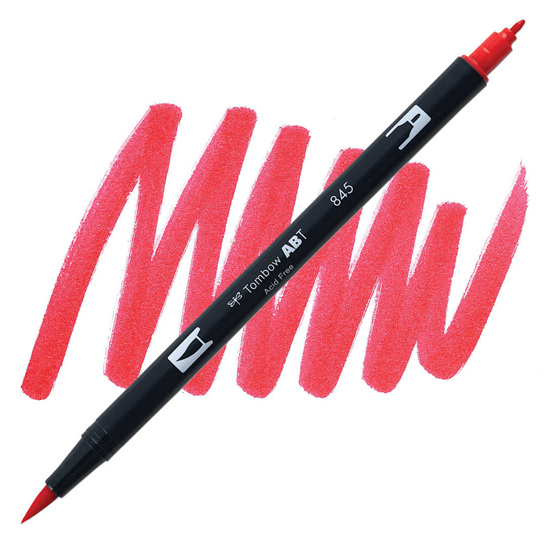 Open in modal - Tombow Dual Brush Pen - Carmine Red pen and swatch