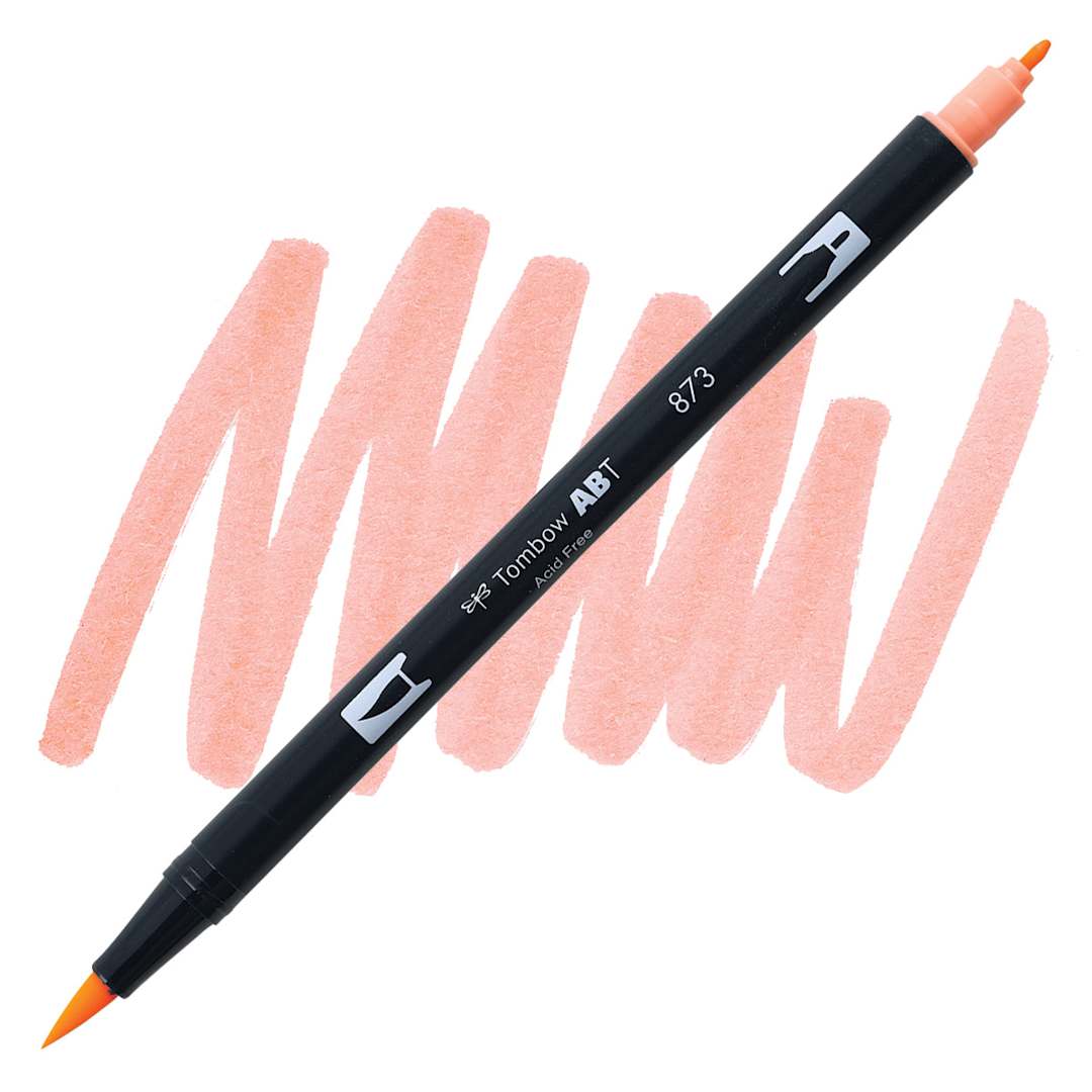 Open in modal - Tombow Dual Brush Pen - Coral Red pen and swatch