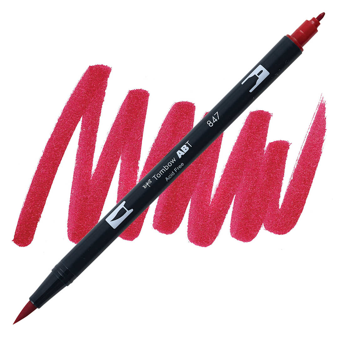 Open in modal - Tombow Dual Brush Pen - Crimson pen and swatch