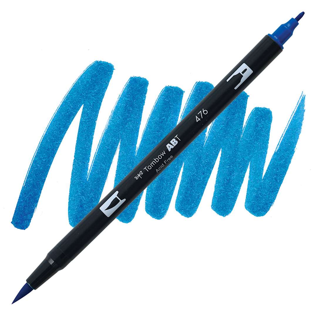 Open in modal - Tombow Dual Brush Pen - Cyan Blue pen and swatch