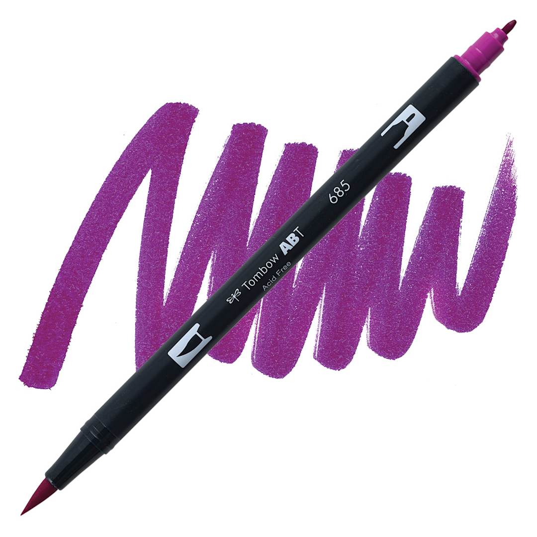 Open in modal - Tombow Dual Brush Pen - Deep Magenta pen and swatch