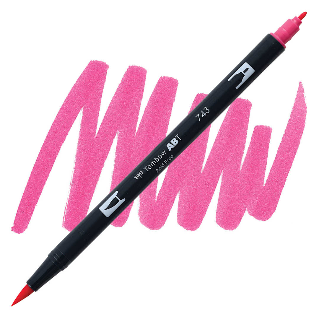 Open in modal - Tombow Dual Brush Pen - Hot Pink pen and swatch