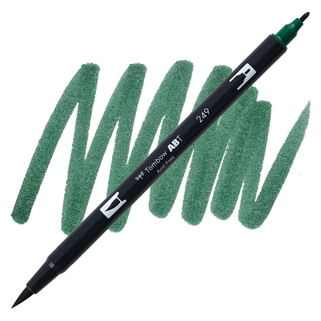 Open in modal - Tombow Dual Brush Pen - Hunter Green pen and swatch