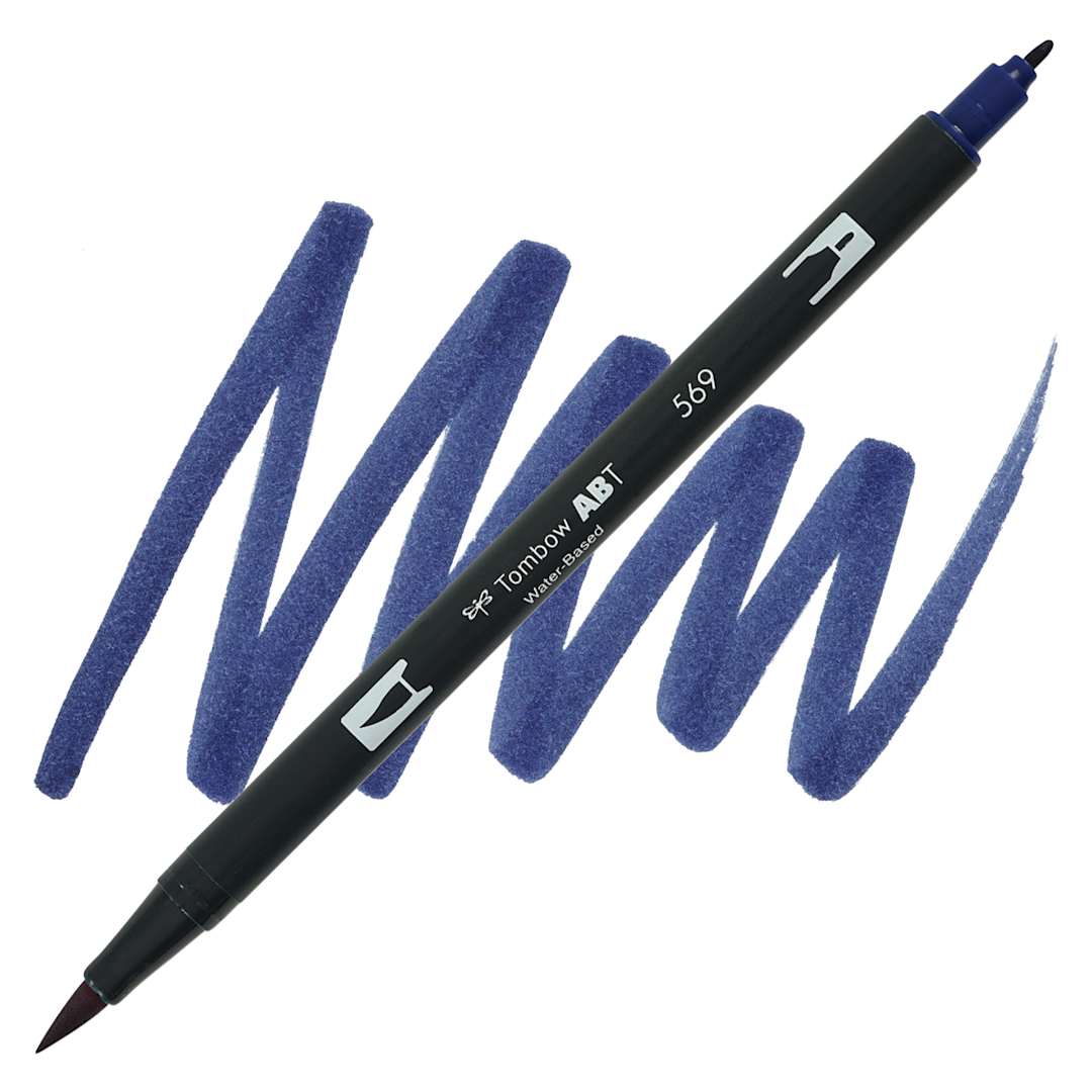 Open in modal - Tombow Dual Brush Pen - Jet Blue pen and swatch