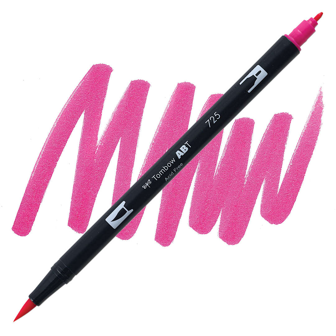 Open in modal - Tombow Dual Brush Pen - Rhodamine Red pen and swatch