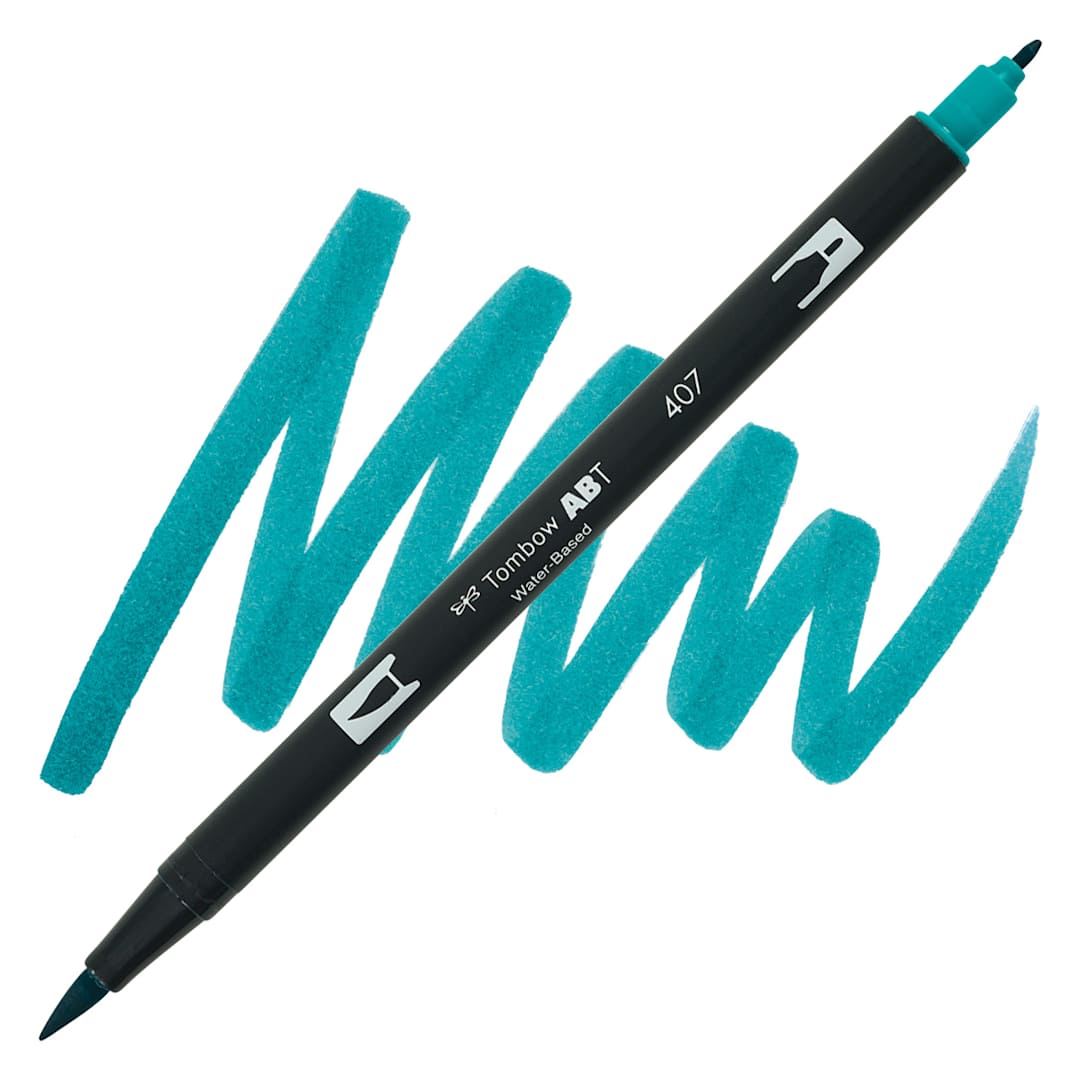 Open in modal - Tombow Dual Brush Pen - Tiki Teal pen and swatch