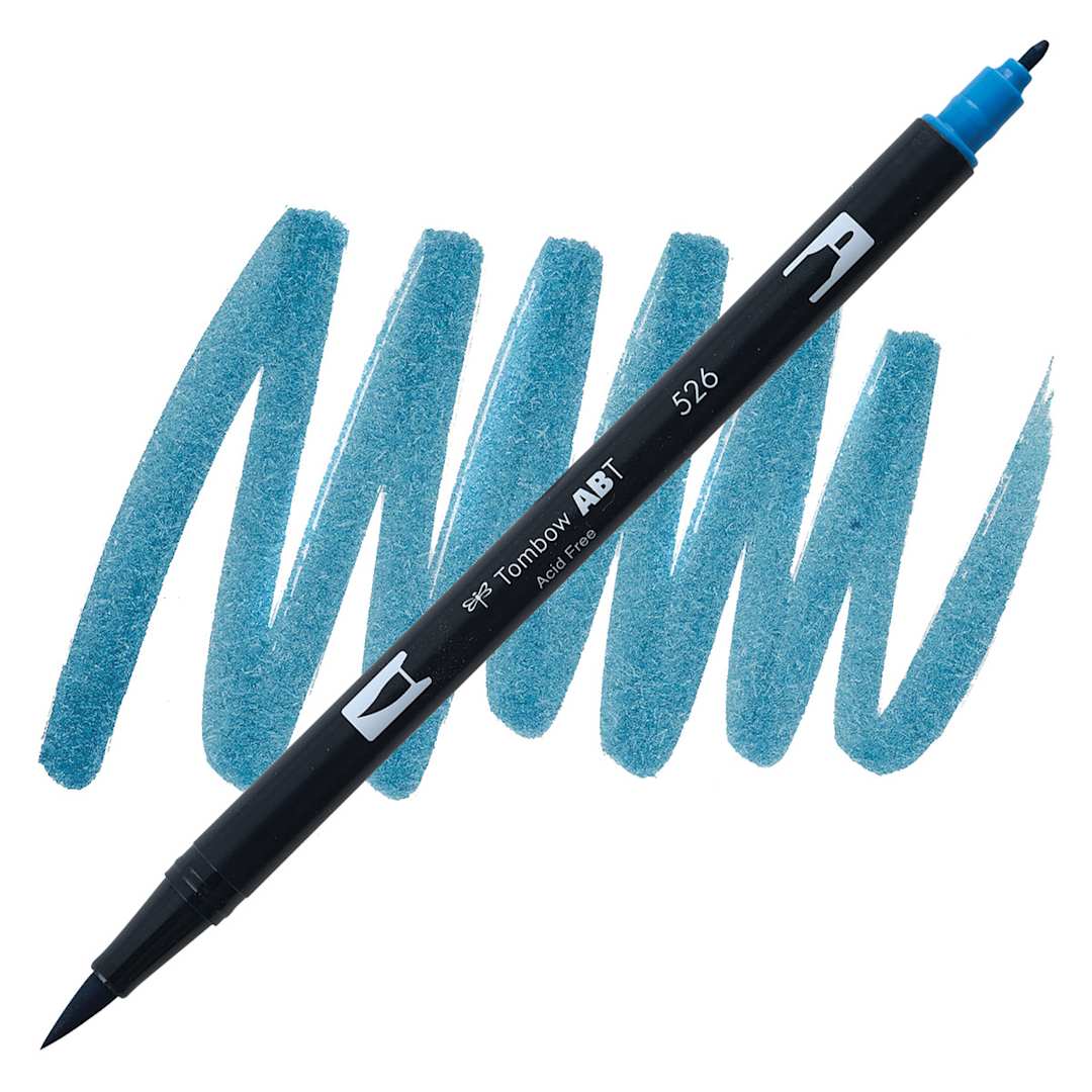 Open in modal - Tombow Dual Brush Pen - True Blue pen and swatch