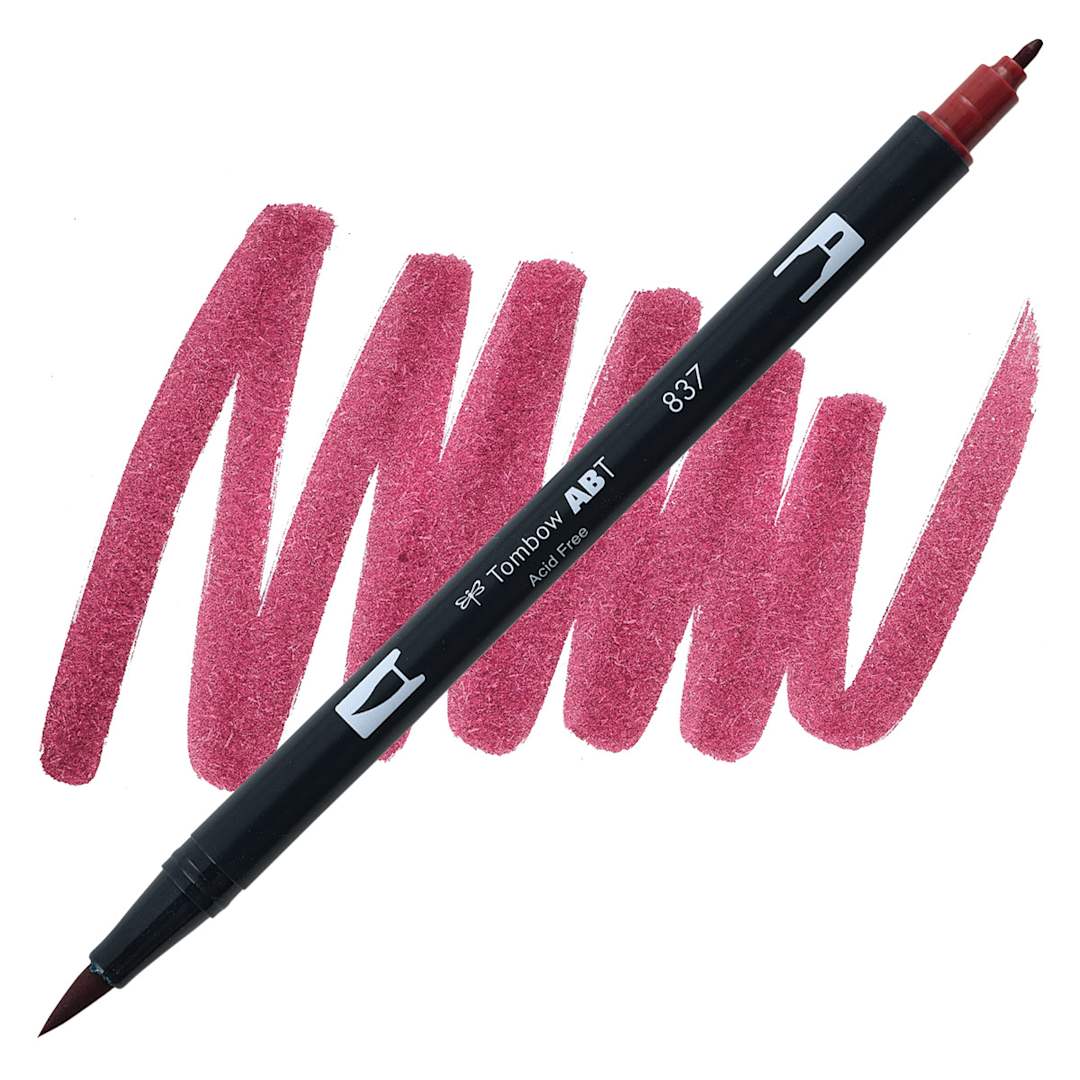 Open in modal - Tombow Dual Brush Pen - Wine Red pen and swatch