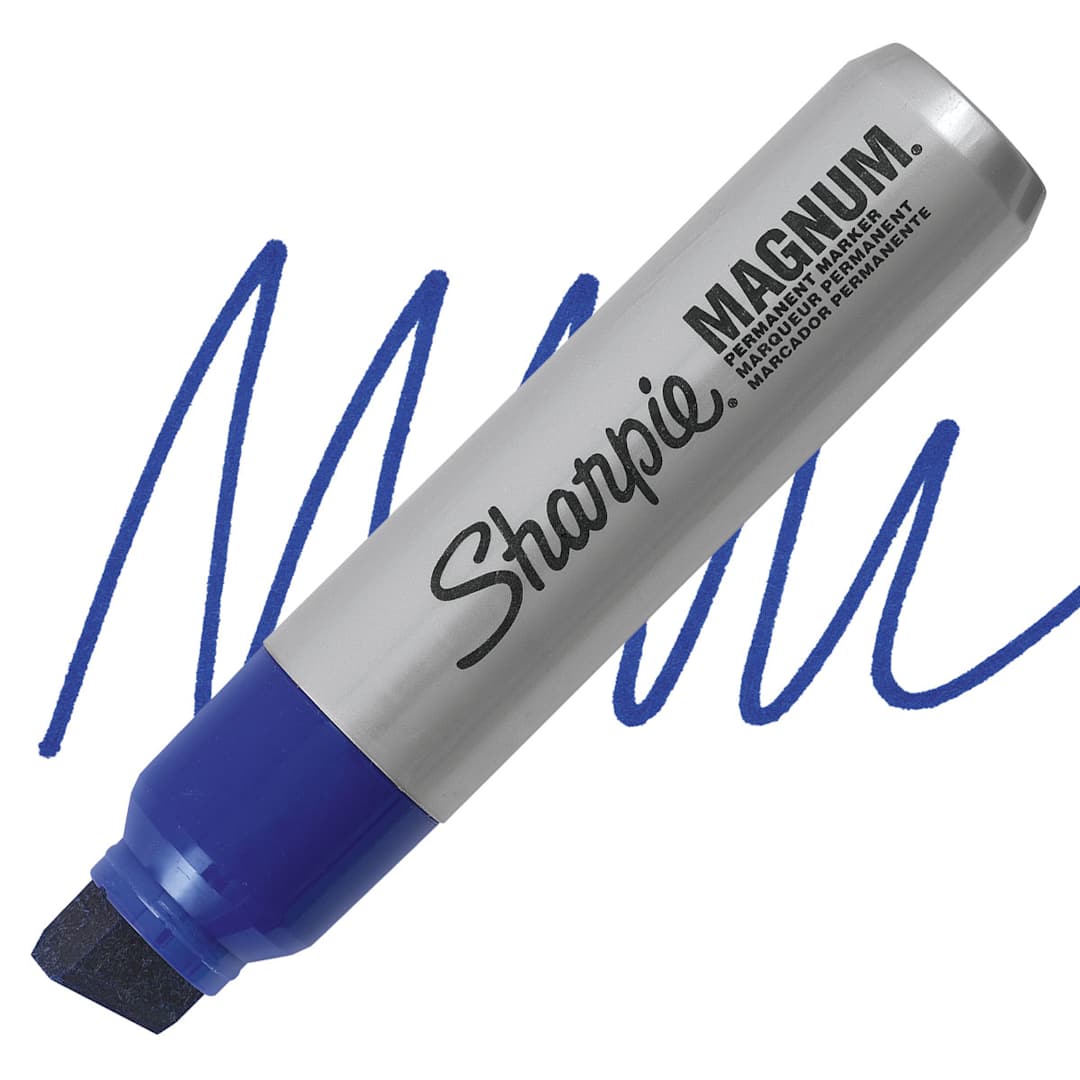 Open in modal - Sharpie Magnum 44 Marker - Blue, Wide marker and swatch