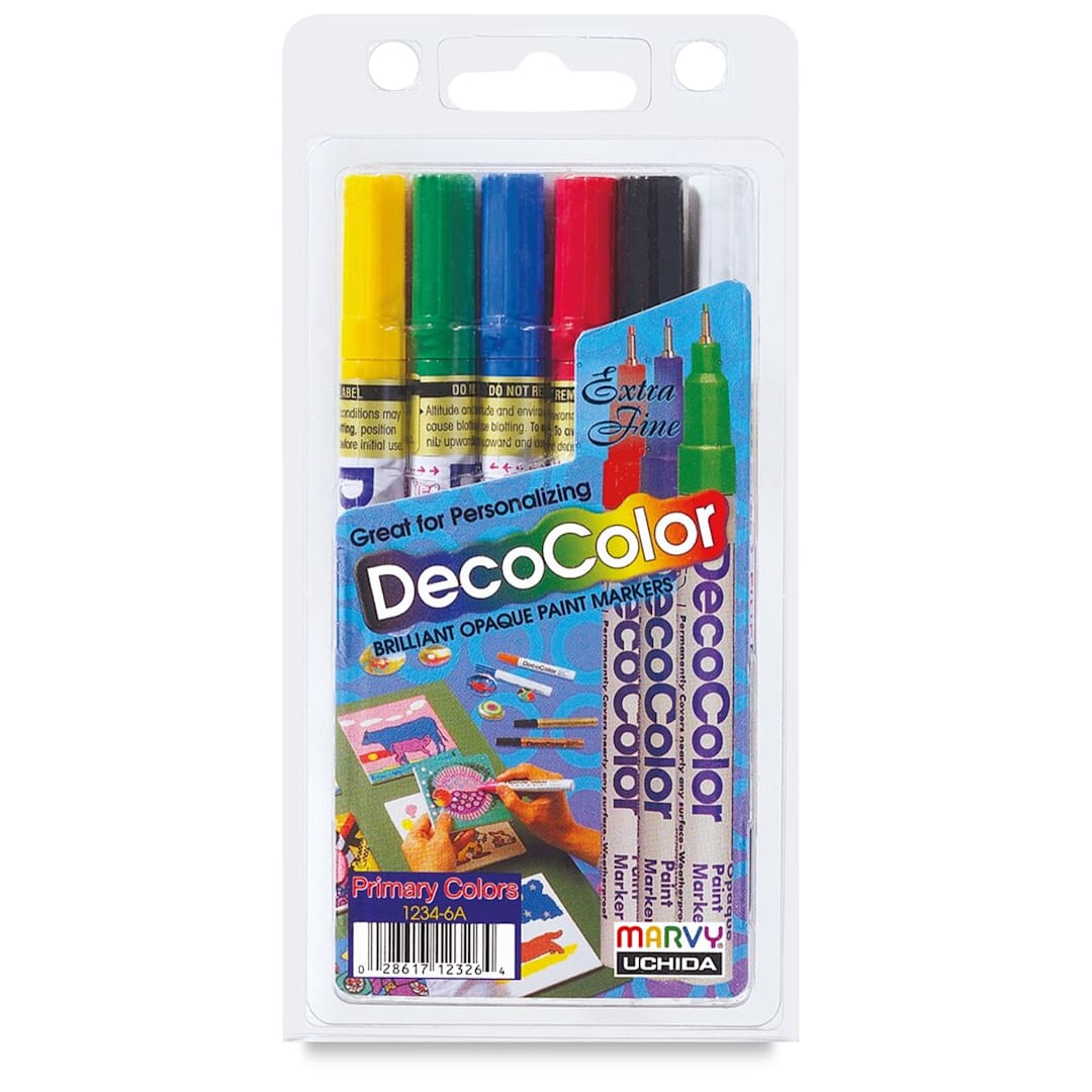 Open in modal - Decocolor Paint Markers - Primary Colors, Extra Fine Tip, Set of 6