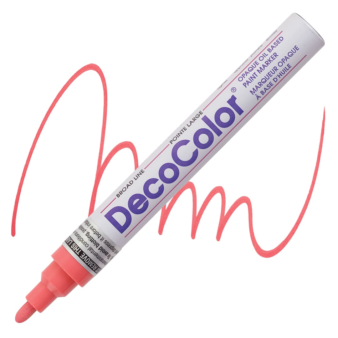 Open in modal - Decocolor Paint Marker - Coral Pink, Broad Tip marker and swatch