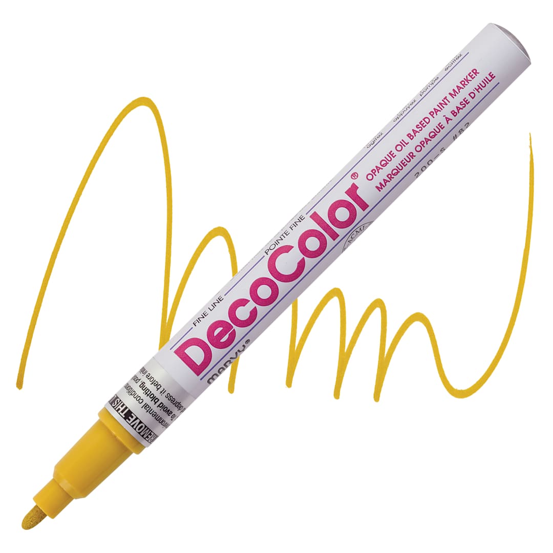 Open in modal - Decocolor Paint Marker - Mustard, Fine Tip marker and swatch