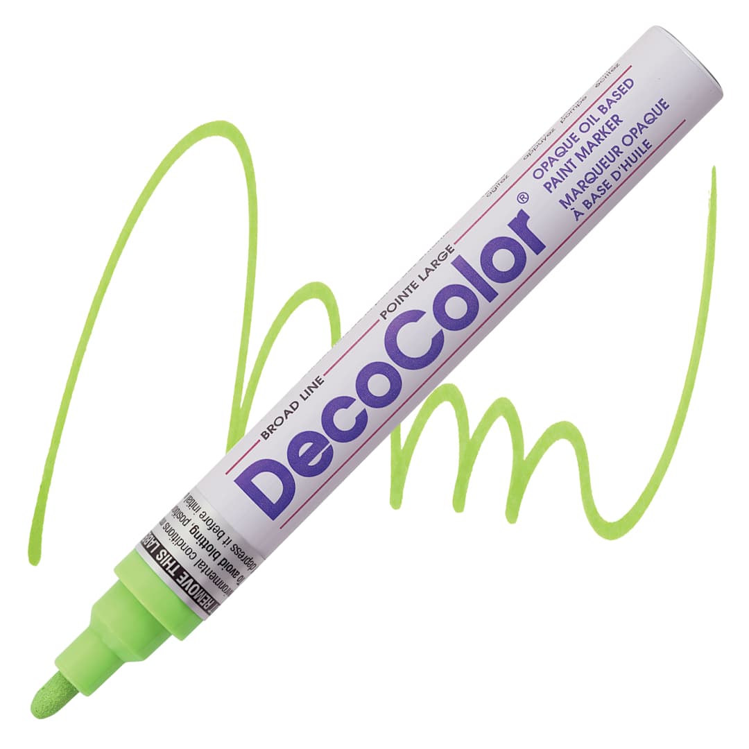 Open in modal - Decocolor Paint Marker - Lime Green, Broad Tip marker and swatch
