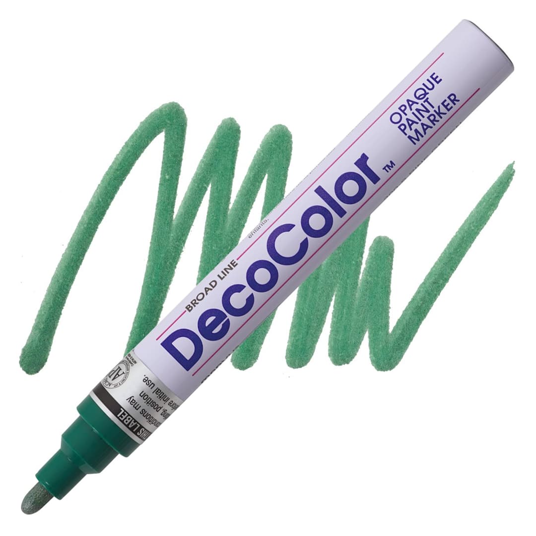 Open in modal - Decocolor Paint Marker - Pine Green, Broad Tip marker and swatch