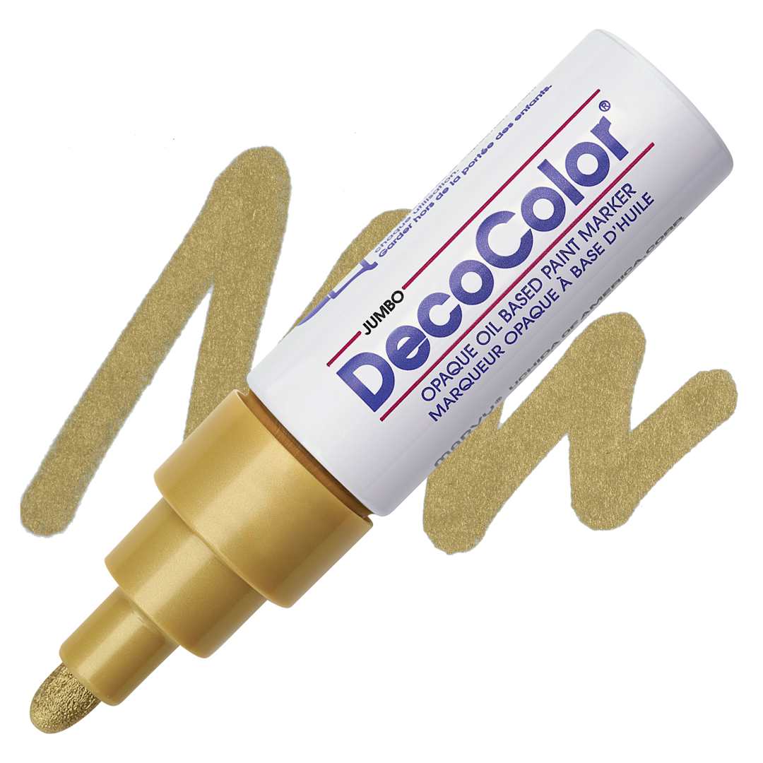 Open in modal - Decocolor Jumbo Paint Marker - Gold marker and swatch
