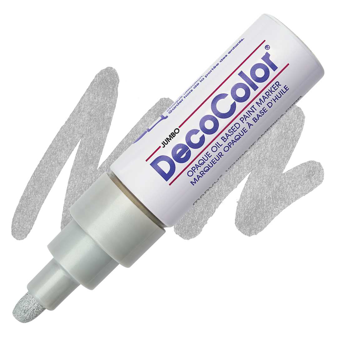 Open in modal - Decocolor Jumbo Paint Marker - Silver marker and swatch