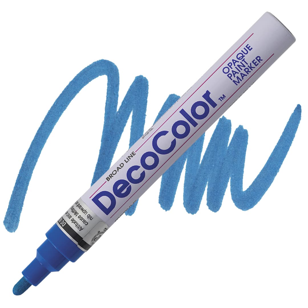 Open in modal - Decocolor Paint Marker - Blue, Broad Tip marker and swatch