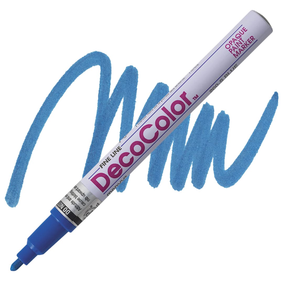 Open in modal - Decocolor Paint Marker - Blue, Fine Tip marker and swatch