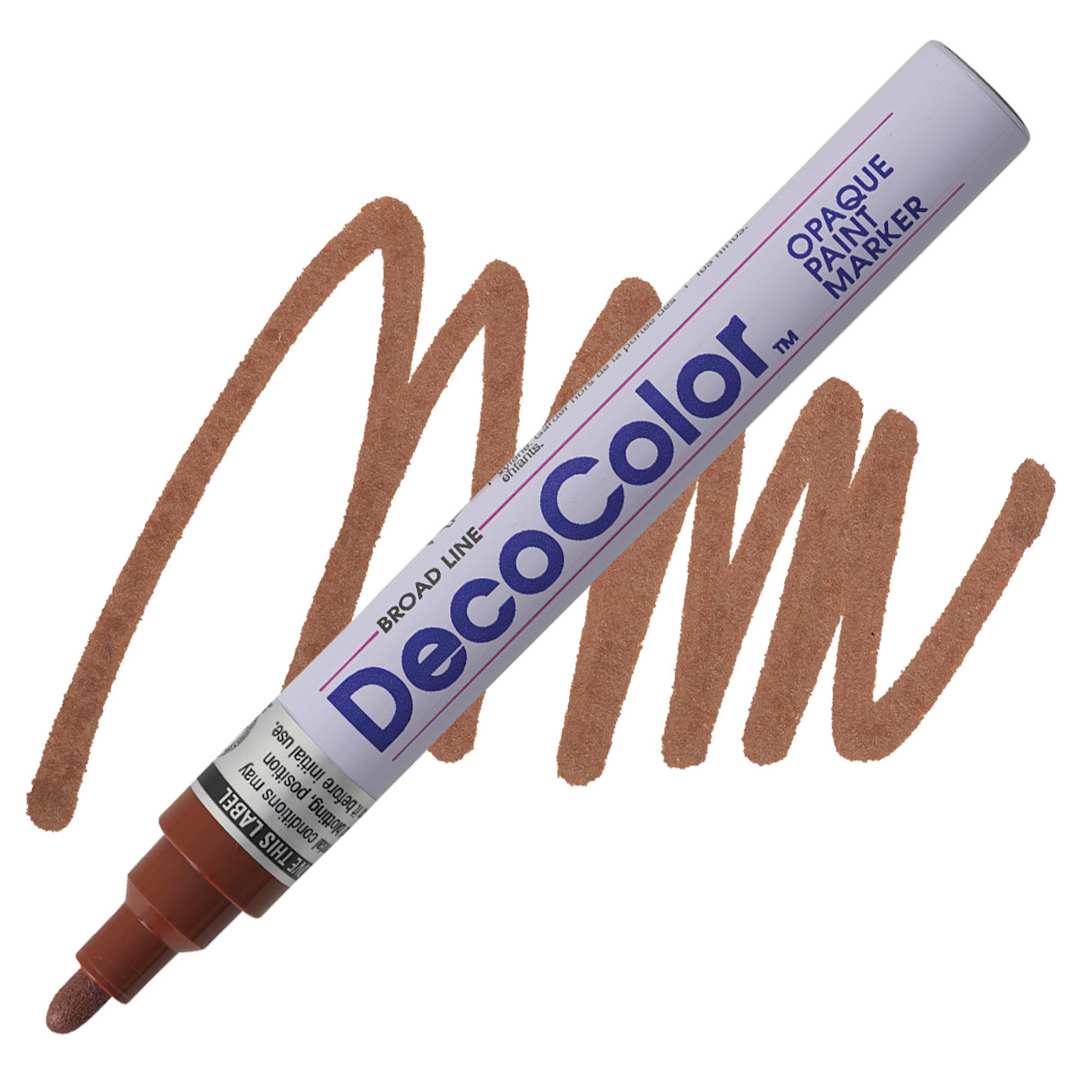 Open in modal - Decocolor Paint Marker - Brown, Broad Tip marker and swatch