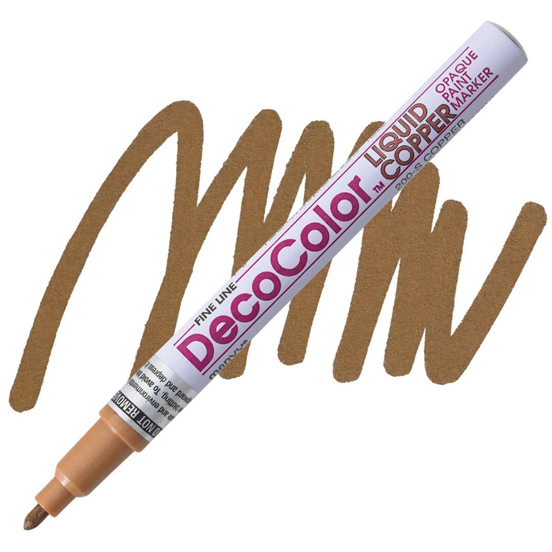 Open in modal - Decocolor Paint Marker - Copper, Fine Tip marker and swatch
