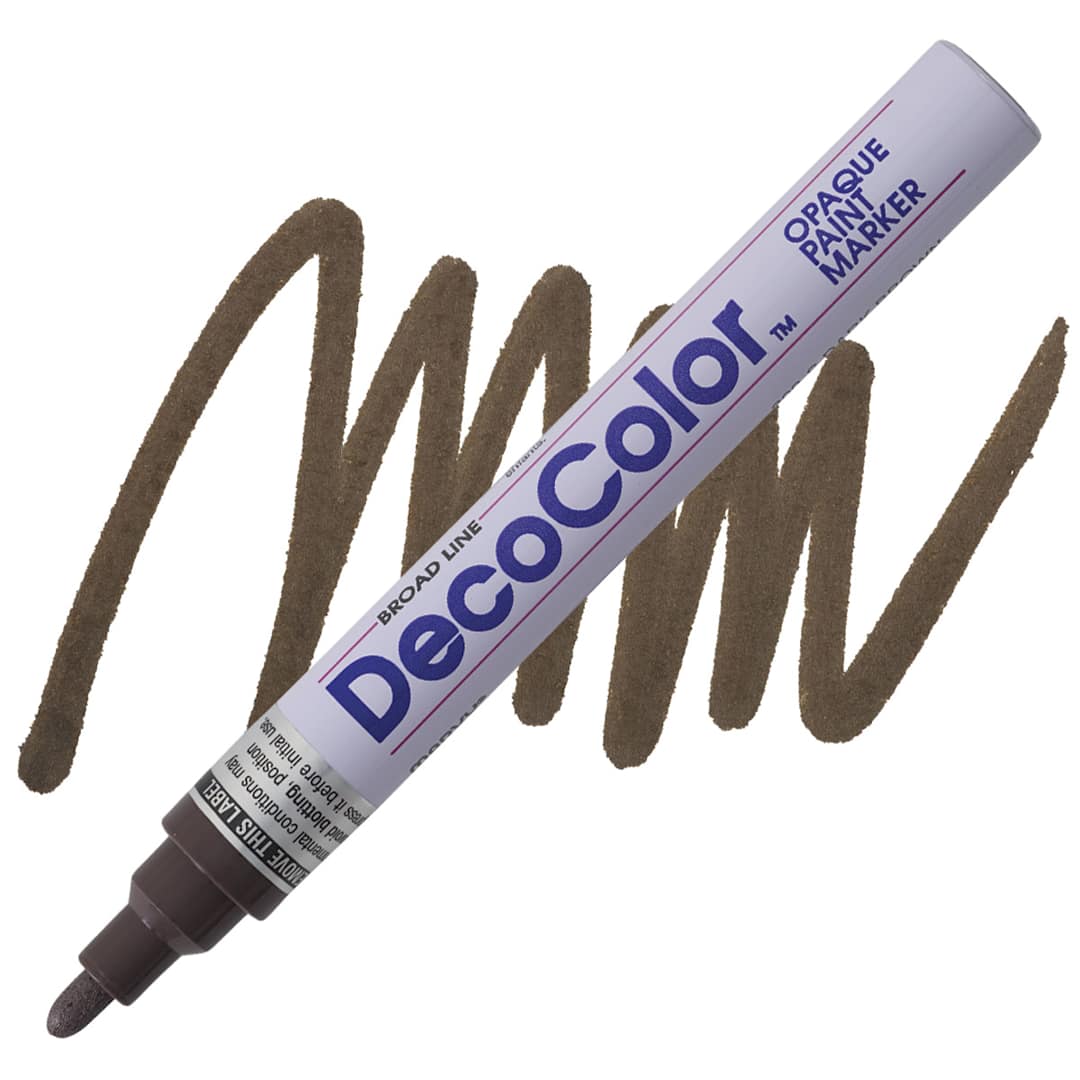 Open in modal - Decocolor Paint Marker - Dark Brown, Broad Tip marker and swatch