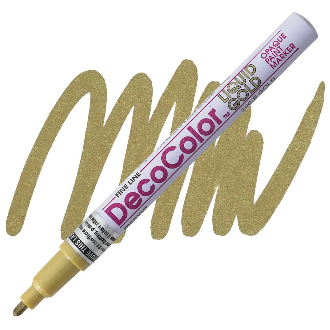 Open in modal - Decocolor Paint Marker - Gold, Fine Tip marker and swatch