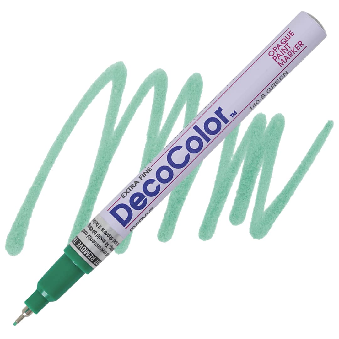 Open in modal - Decocolor Paint Marker - Green, Extra Fine Tip marker and swatch