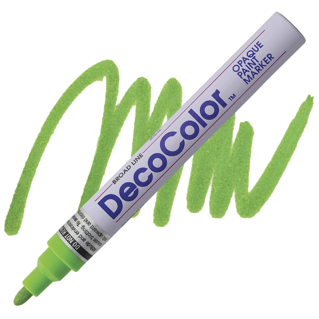 Open in modal - Decocolor Paint Marker - Light Green, Broad Tip marker and swatch