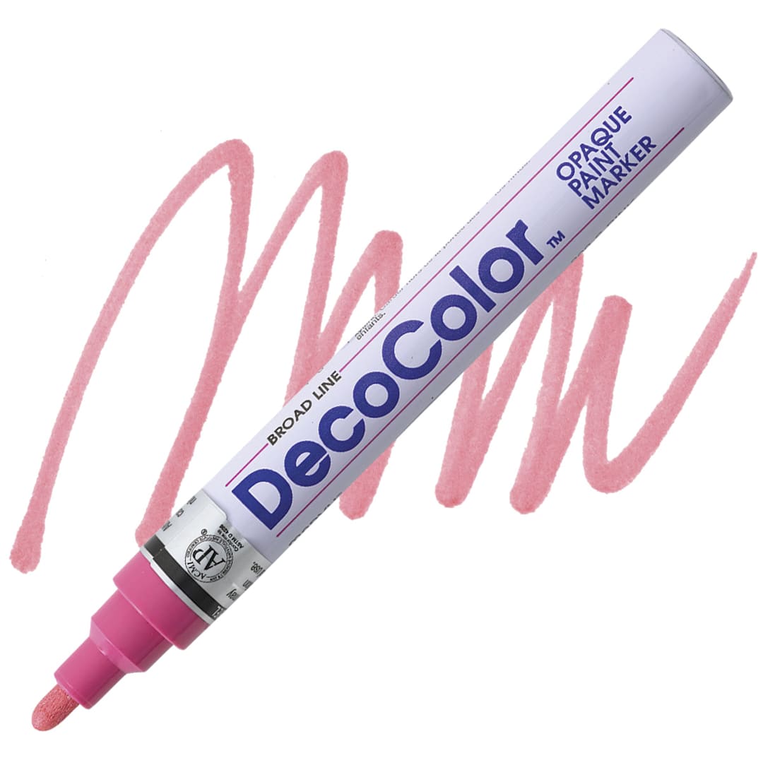Open in modal - Decocolor Paint Marker - Pink, Broad Tip marker and swatch