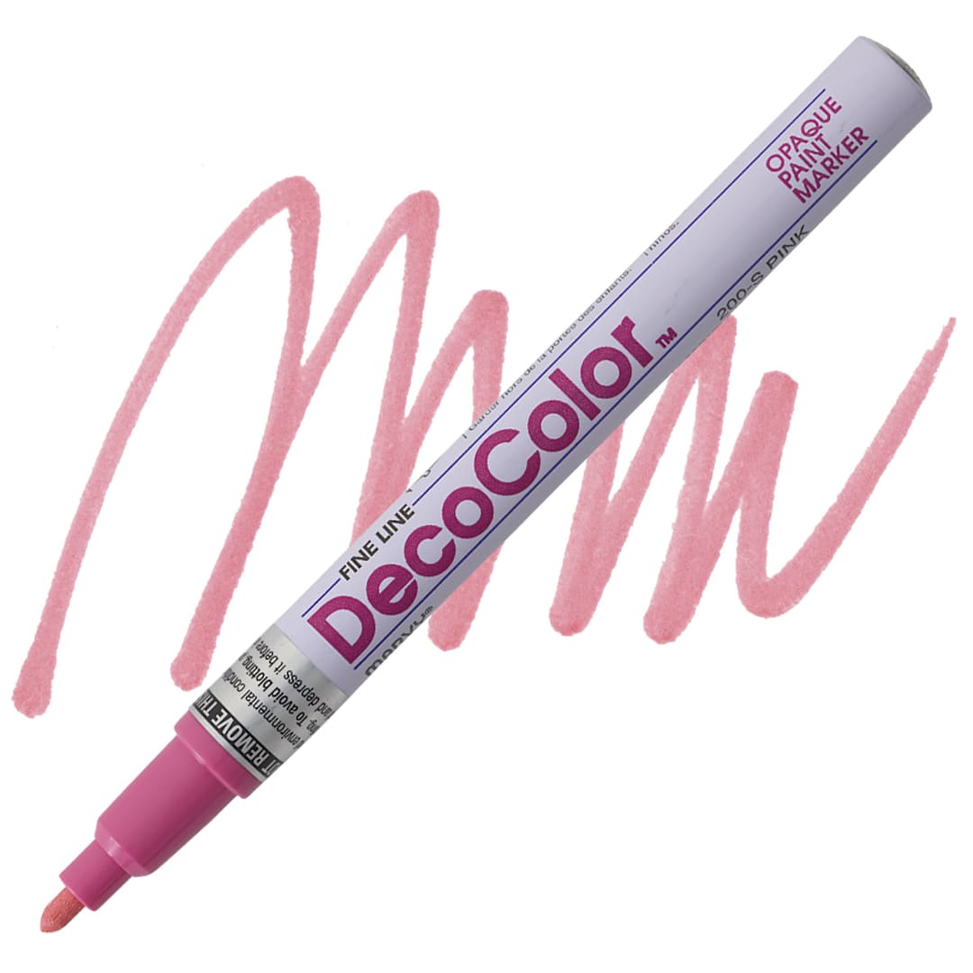 Open in modal - Decocolor Paint Marker - Pink, Fine Tip marker and swatch