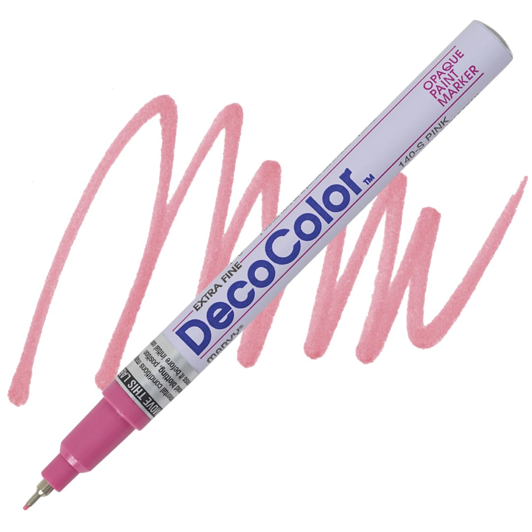 Open in modal - Decocolor Paint Marker - Pink, Extra Fine Tip marker and swatch
