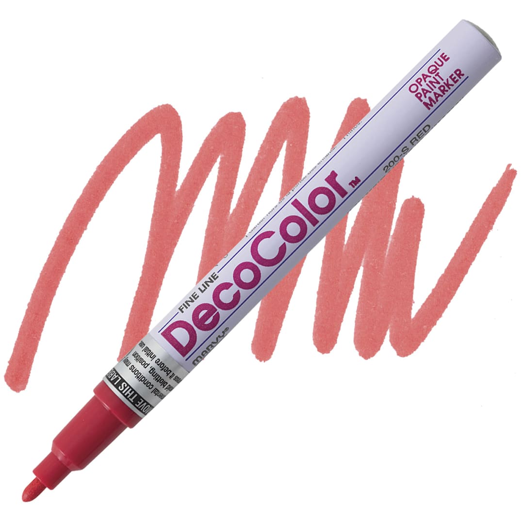 Open in modal - Decocolor Paint Marker - Red, Fine Tip marker and swatch