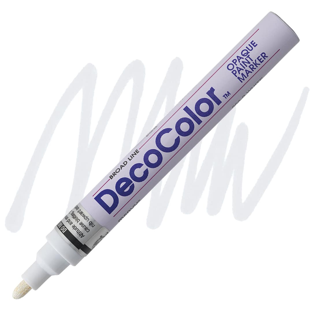 Open in modal - Decocolor Paint Marker - White, Broad Tip marker and swatch