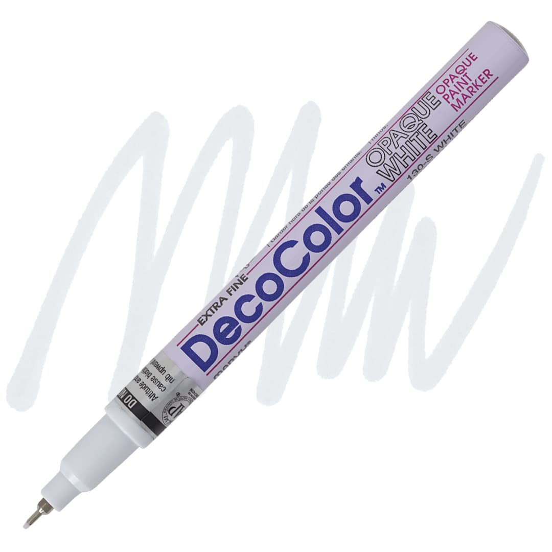 Open in modal - Decocolor Paint Marker - White, Extra Fine Tip marker and swatch