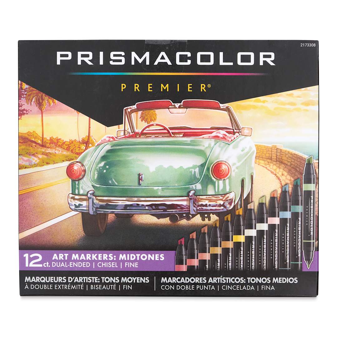 Open in modal - Prismacolor Premier Dual-Ended Art Markers - Mid Tones, Set of 12 (front of package)