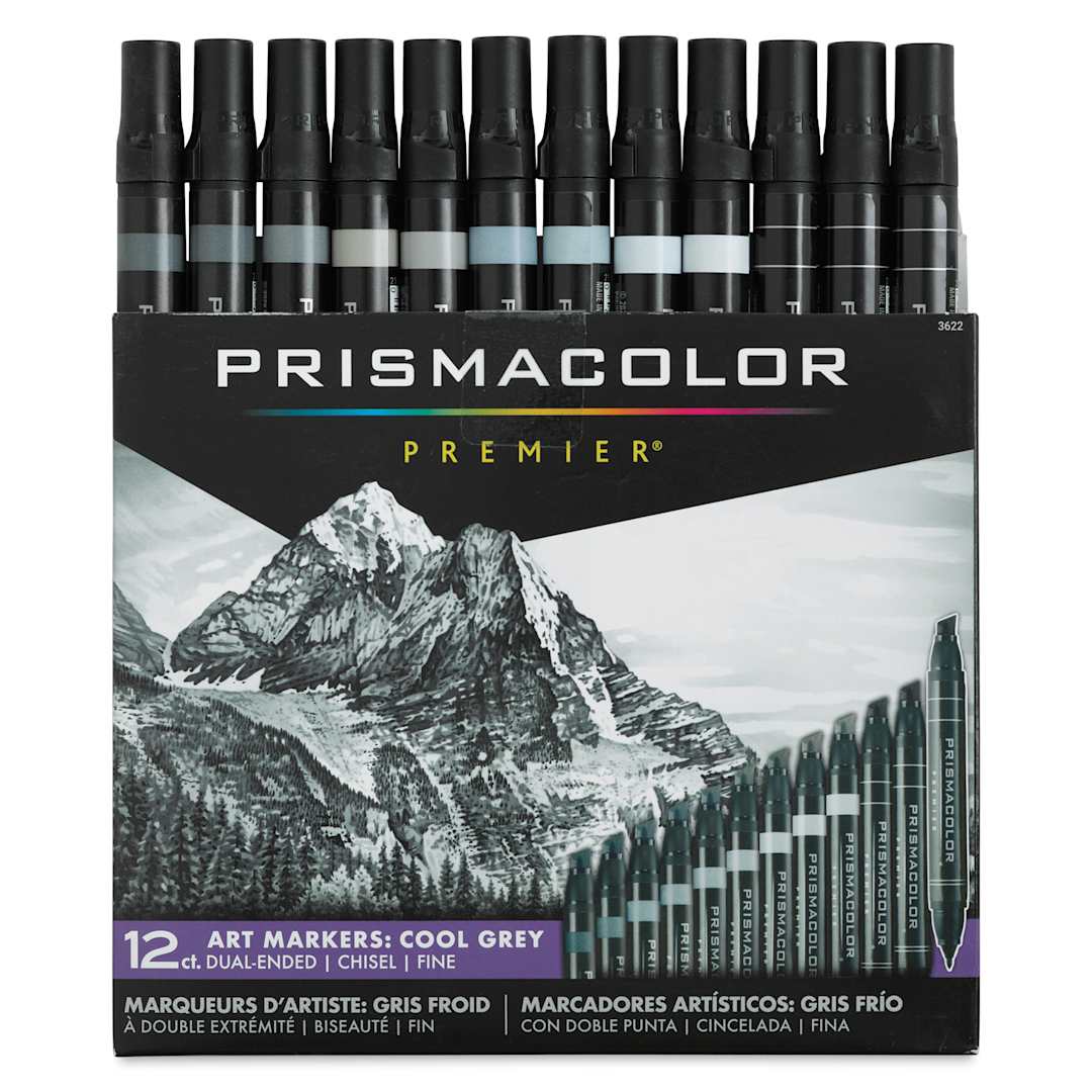 Open in modal - Prismacolor Premier Dual-Ended Art Marker Set - Cool Grays, Set of 12