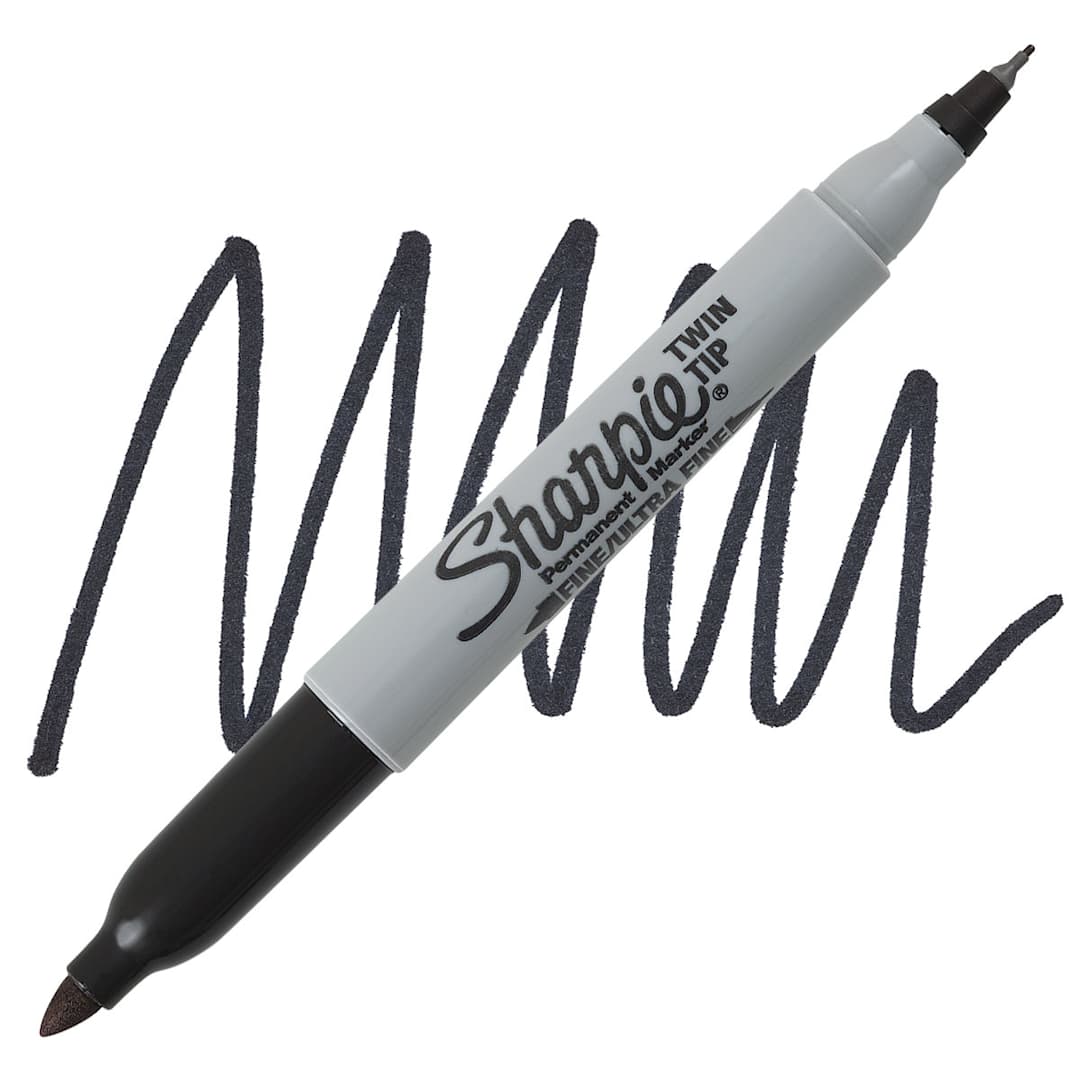 Open in modal - Sharpie Twin-Tip Marker - Black marker and swatch